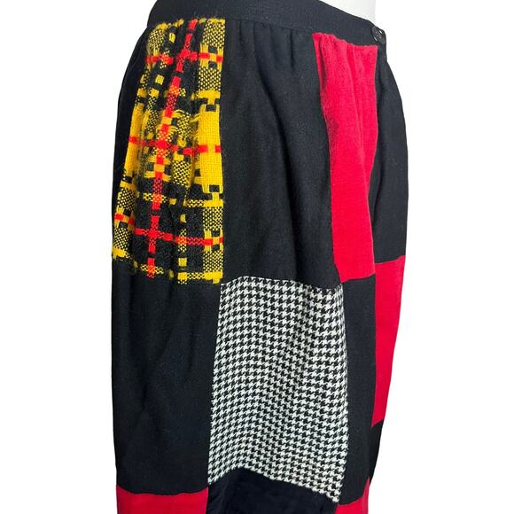 Vintage Wool Blend Quilted Patchwork Maxi Blanket Skirt Size Medium Cottage Core - Picture 4 of 7